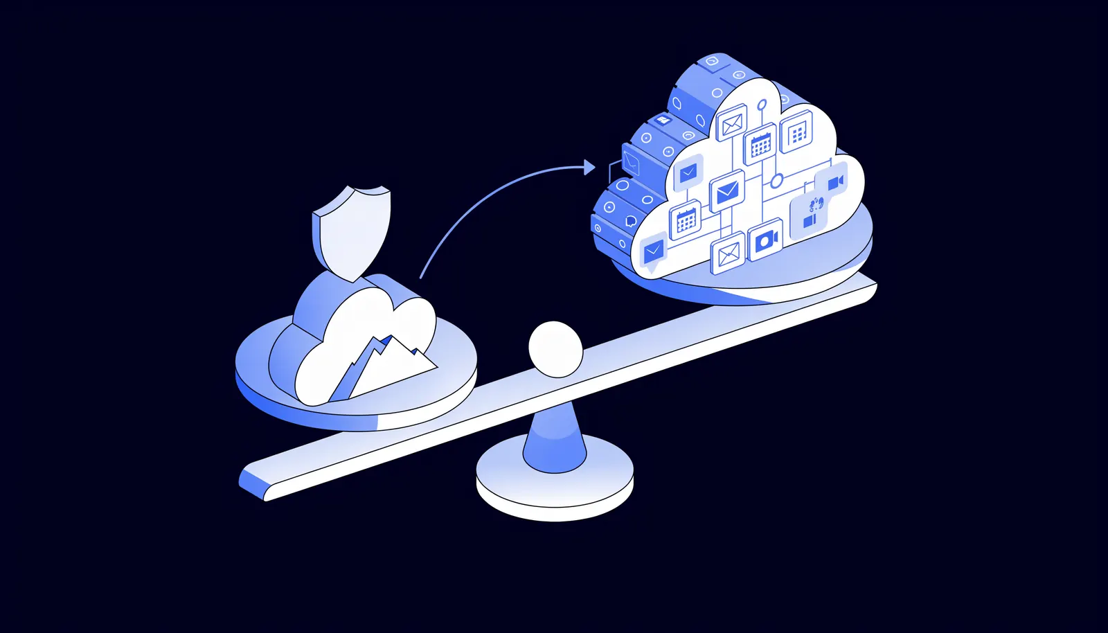 Illustration: Infomaniak kSuite und Microsoft 365 im Vergleich – Schweizer Cloud gegen Microsoft-Ökosystem